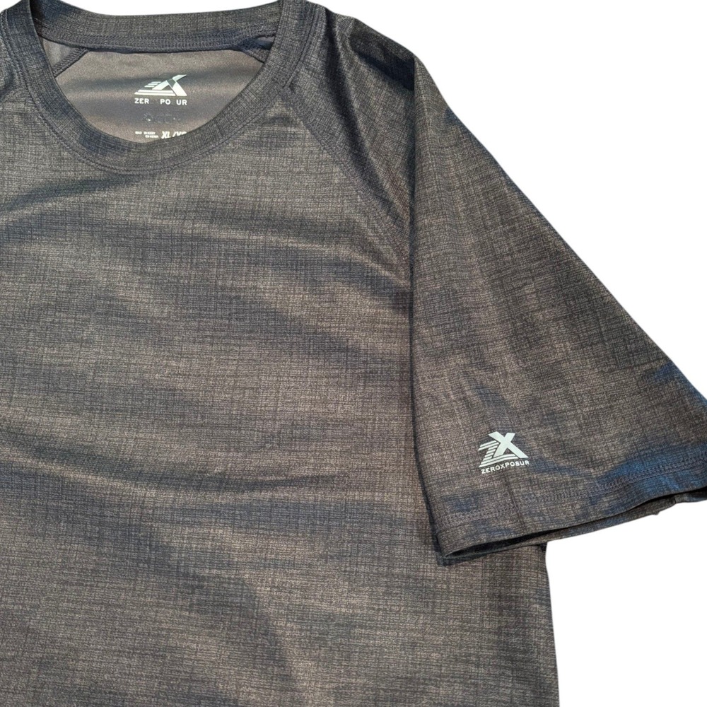 ZeroXposur Mens XL Performance T-Shirt Gray Blk Cubic Short Sleeve Raglan Tee - Picture 5 of 8